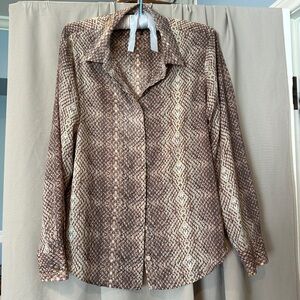 Donna Karan Beige Snake Print Blouse